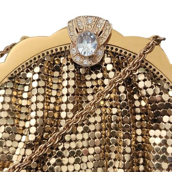 Whiting & Davis Co Gold Mesh Evening Bag With Rhinestone Clasp - Picture 13 of 15